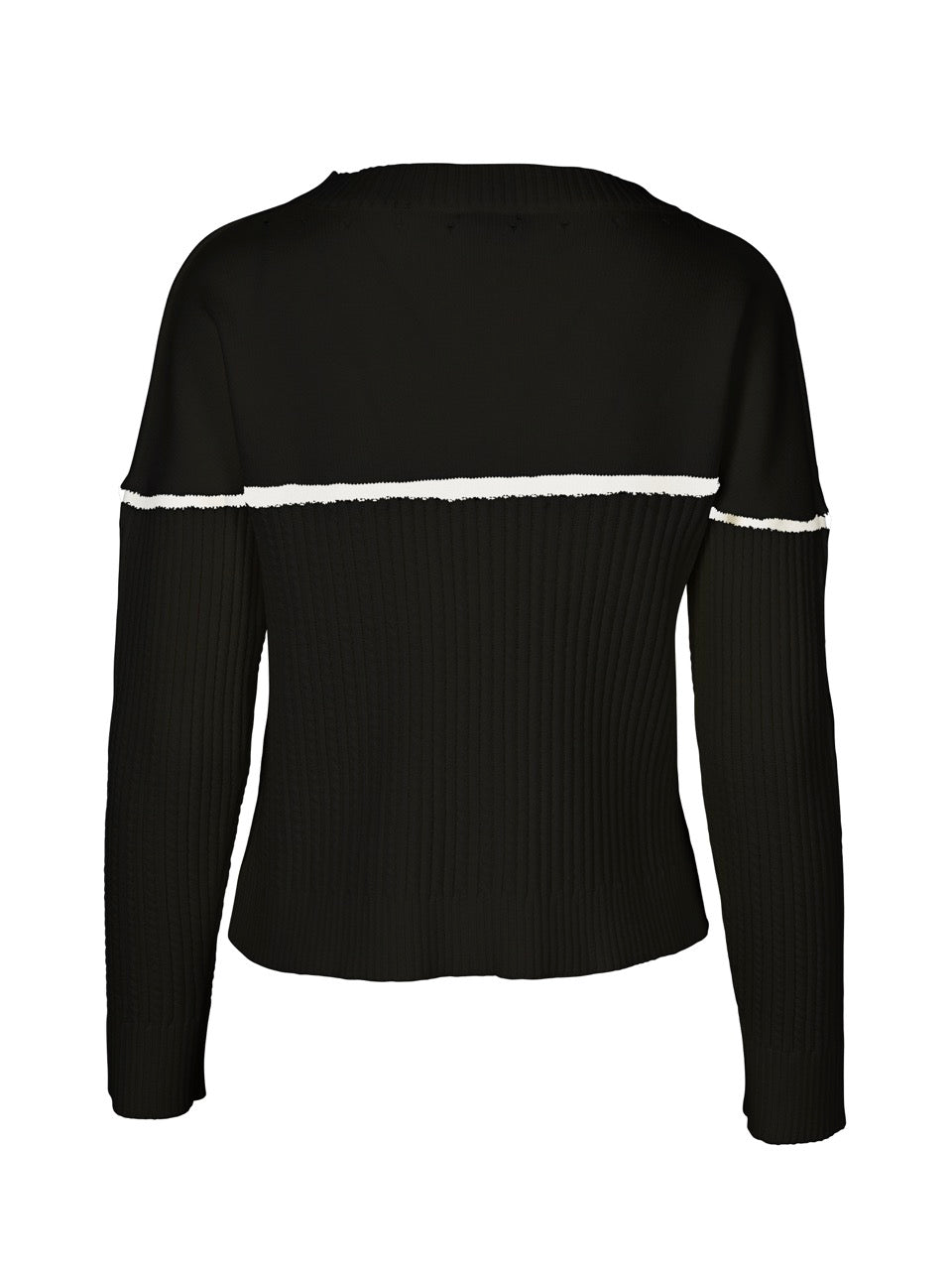 sort strik med hvid stribe over brystet NÜ Black Vinca Blouse knit SUSTAINABLE