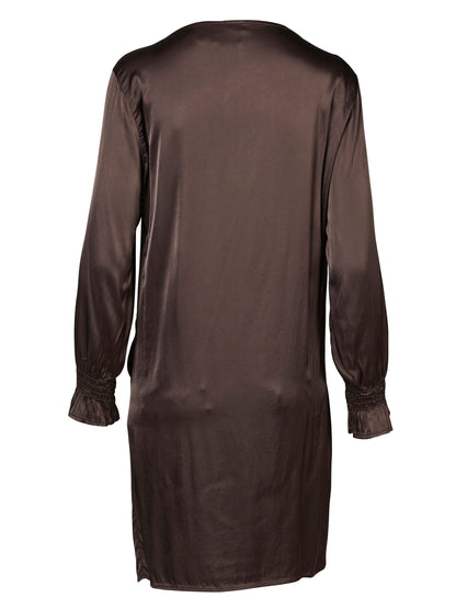 lang mørkebrun kjole NÜ Dark Brown Vanilla Tunic Dress lange ærmer