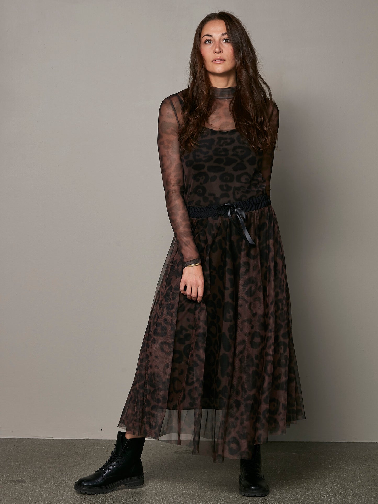 NÜ 224 Dark Brown mix Vica Blouse mesh | 8171-50