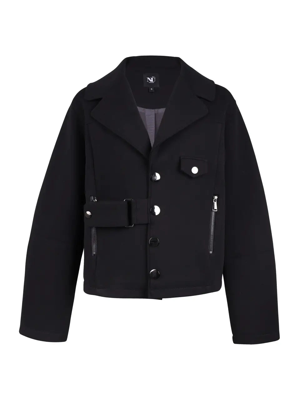 kort sort jakke med biker-look. NÜ Yasma Jacket short Black 8304-38