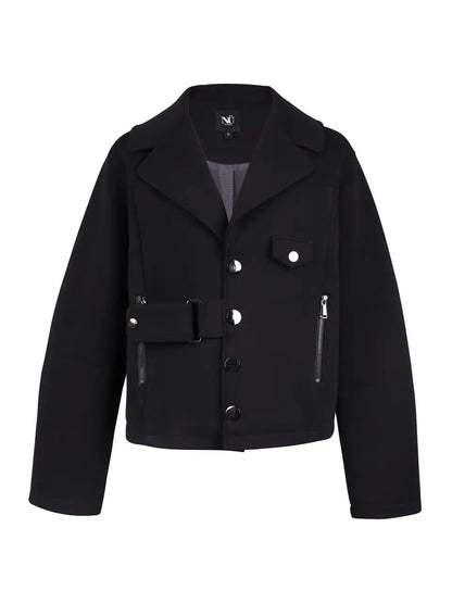 kort sort jakke med biker-look. NÜ Yasma Jacket short Black 8304-38