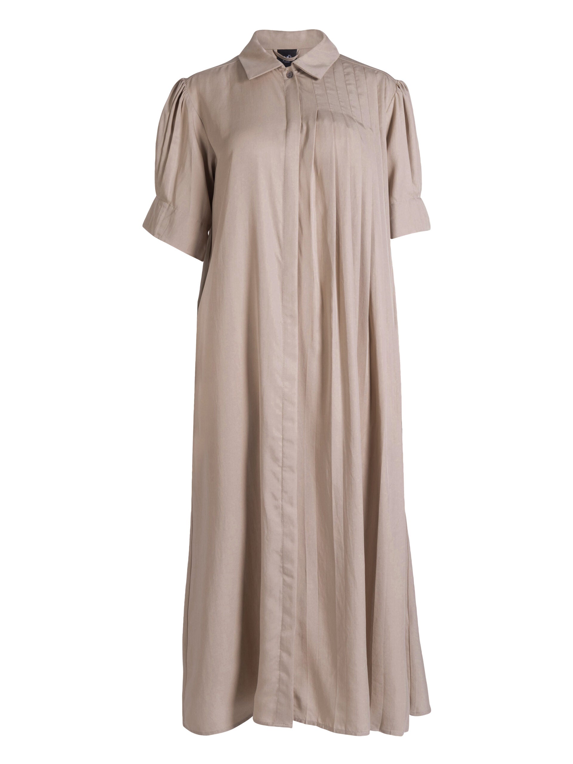 kortærmet beige kjole med krave og diskret knaplukning. NÜ Ymke Dress-6 Seasand 8327-26