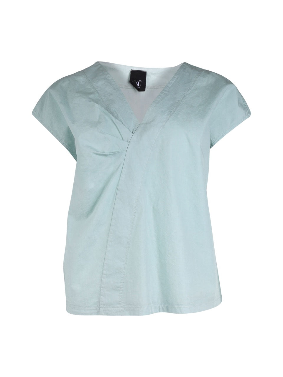 kortærmet blå mintfarvet t-shirt med v-hals. NÜ Yelda Blouse BLUE MINT 8328-44