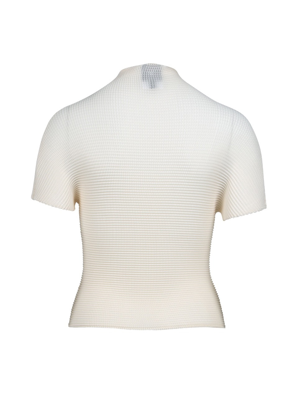 hvid strik t-shirt med korte ærmer og høj hals. NÜ Yonna Tee Bone 8347-52