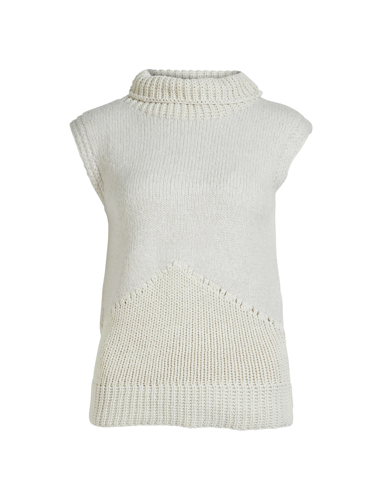 hvid strikvest med høj krave. NÜ Alexa Top knit Bone
