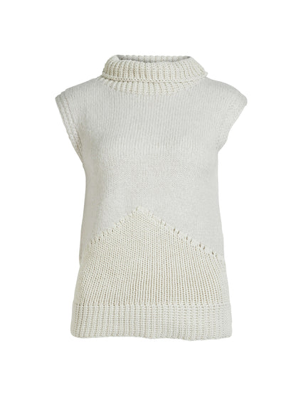 hvid strikvest med høj krave. NÜ Alexa Top knit Bone