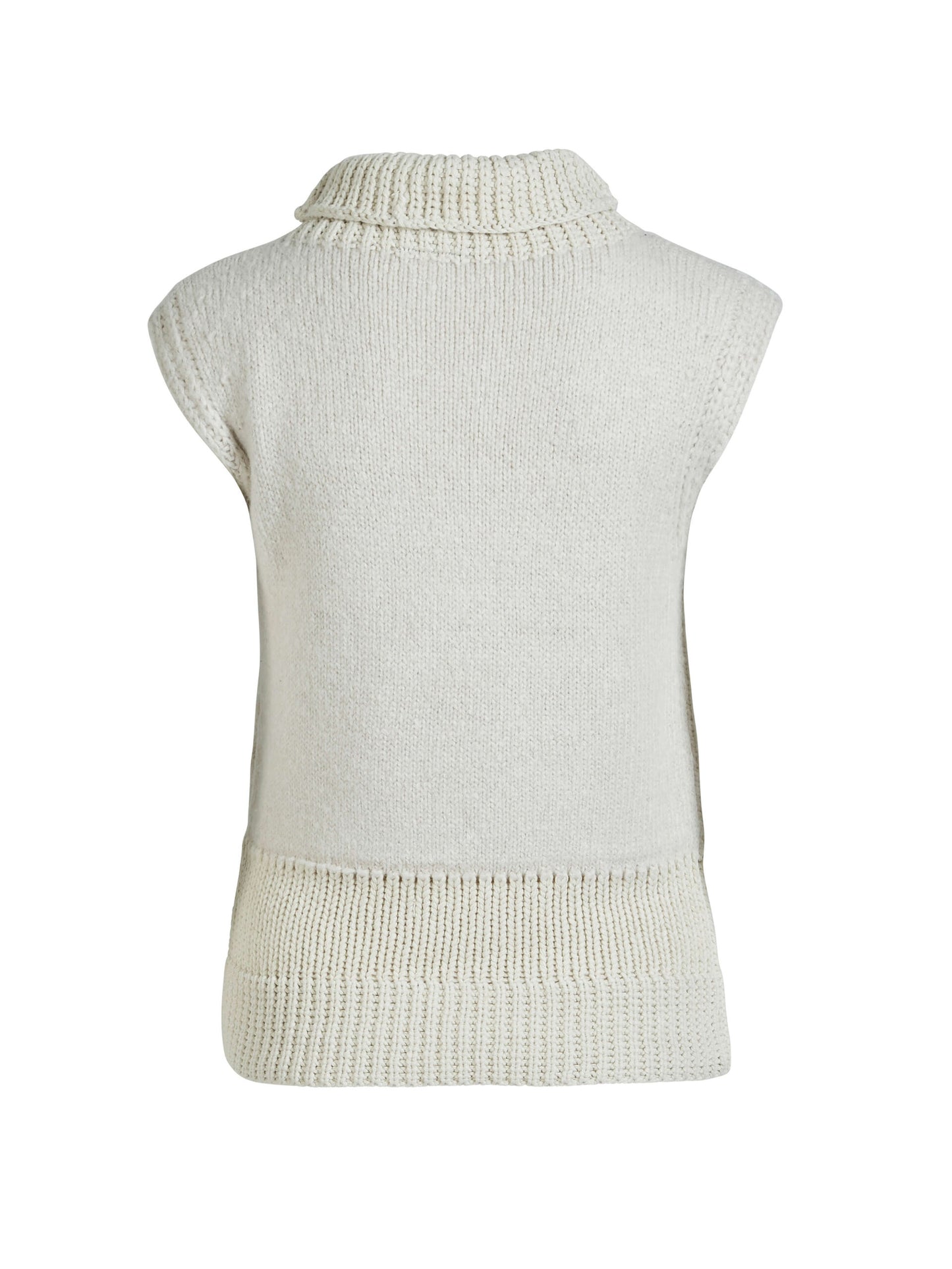 ryggen af hvid strikvest med høj krave. NÜ Alexa Top knit Bone