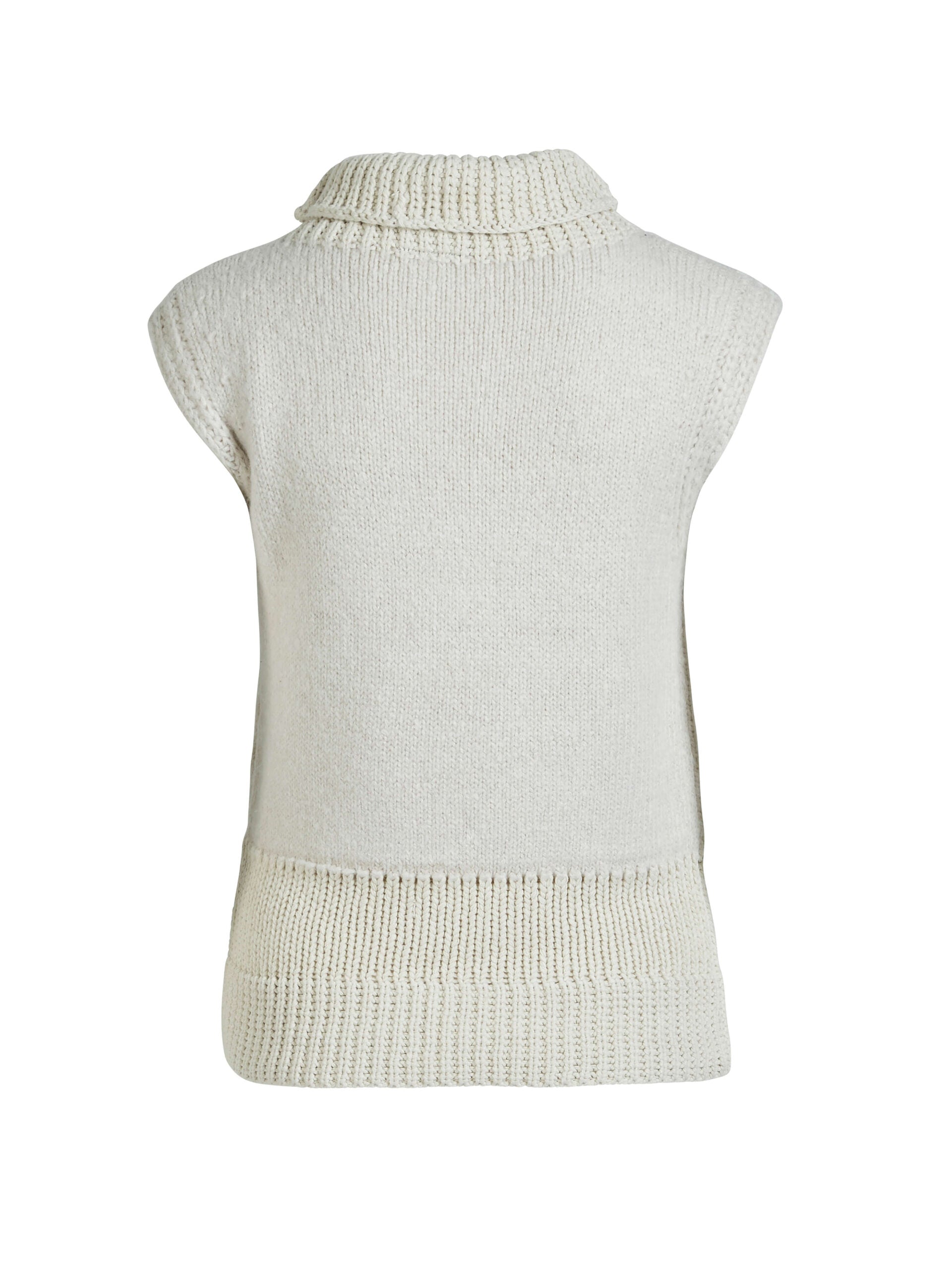 ryggen af hvid strikvest med høj krave. NÜ Alexa Top knit Bone