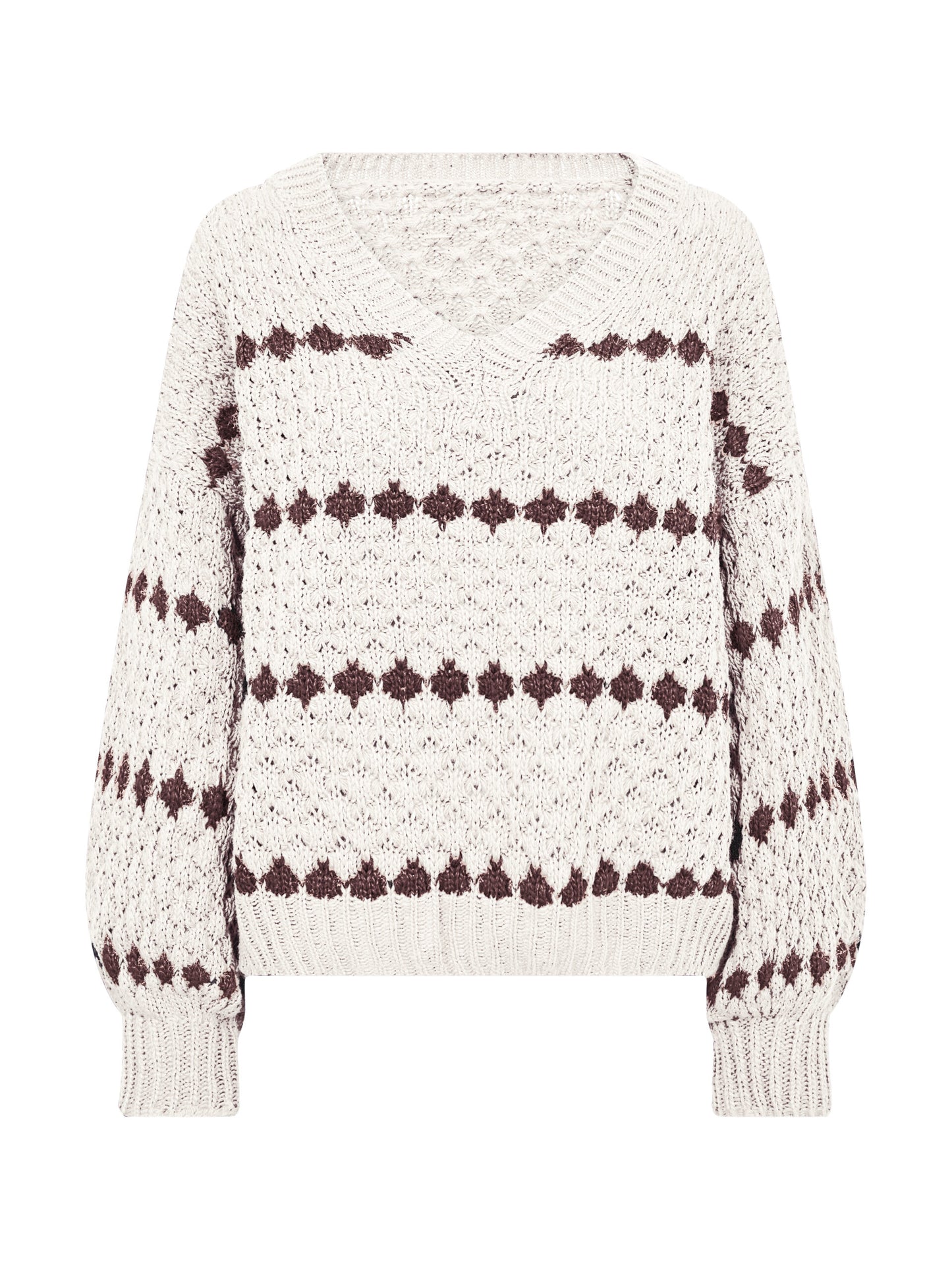 NÜ Bano Blouse stripe knit | 112 Bone mix