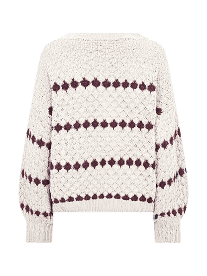 NÜ Bano Blouse stripe knit | 112 Bone mix