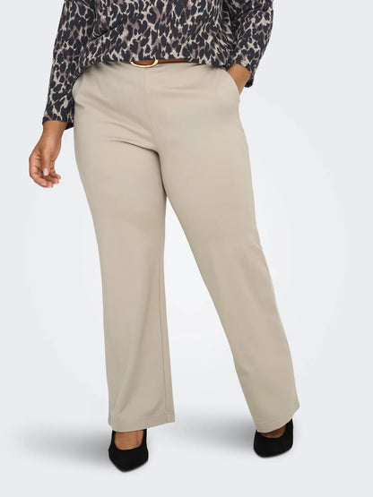 beige bukser ONLY Carmakoma CARGOLDTRASH Straight Pant Pure Cashmere