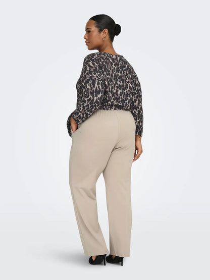 beige bukser ONLY Carmakoma CARGOLDTRASH Straight Pant Pure Cashmere