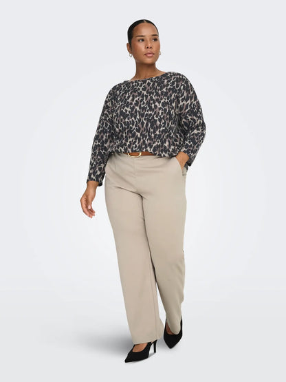 beige bukser ONLY Carmakoma CARGOLDTRASH Straight Pant Pure Cashmere