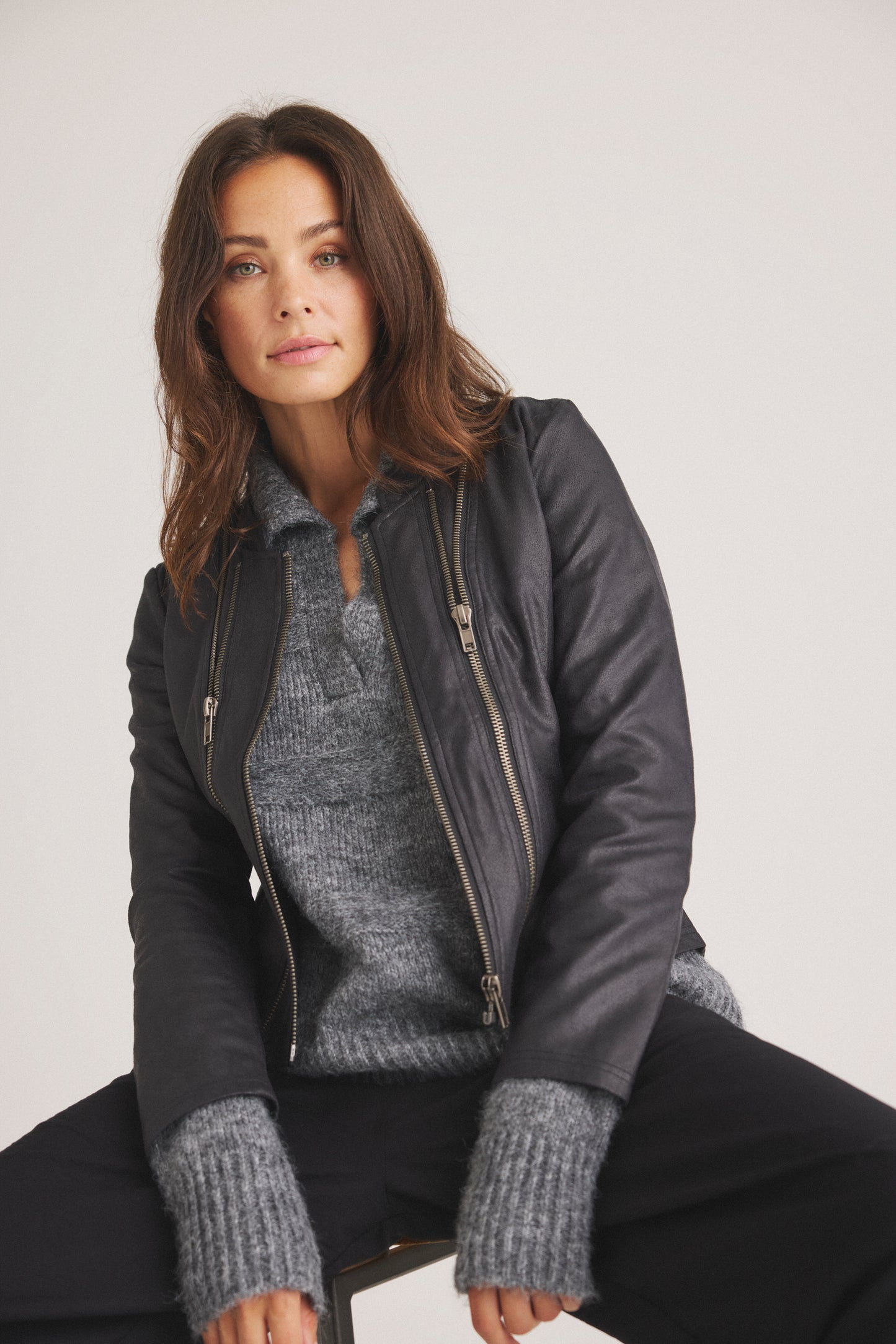 LUXZUZ // ONE TWO - Athena Faux Leather Jacket - 999 Black