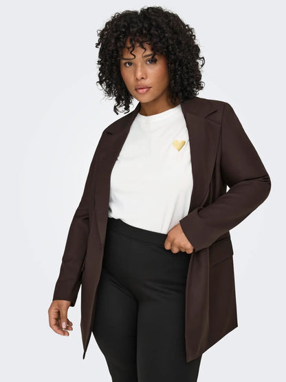 kortærmet hvid t-shirt med hjerte ONLY Carmakoma CARKITA S/S LOGO TOP Cloud Dancer Gold Glitter Heart