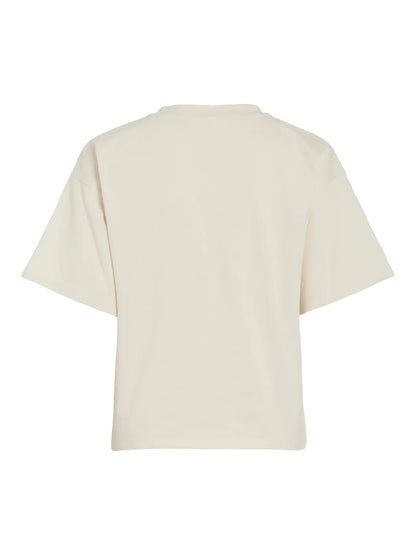 VILA VIKRON EMB O-NECK S/S TOP/RC - Birch