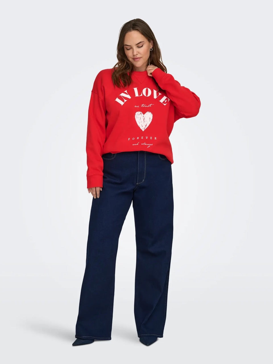 rød sweatshirt ONLY Carmakoma CARSOFIA Sweatshirt High Risk Red In love