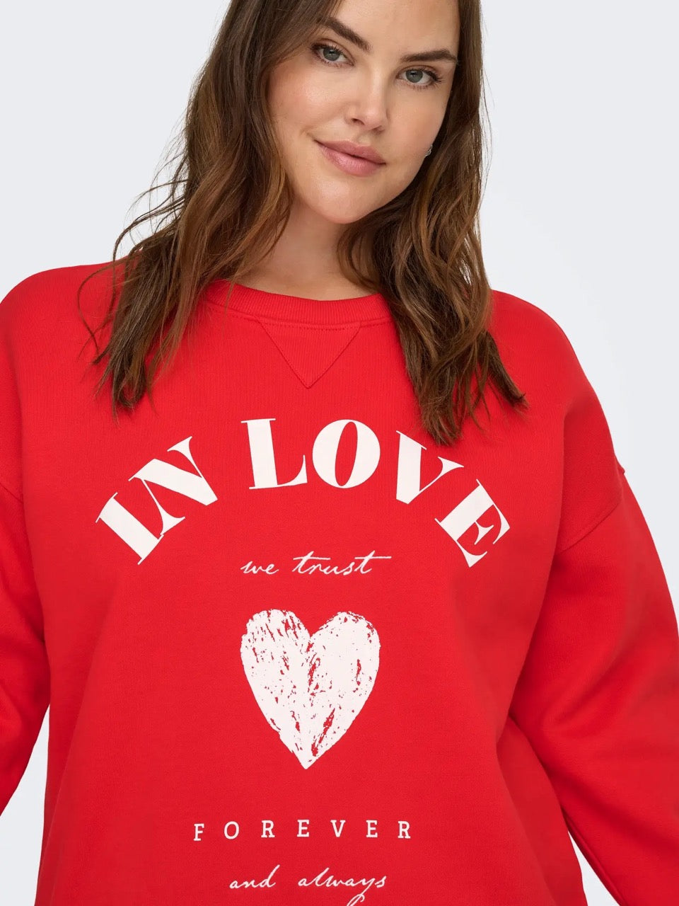 rød sweatshirt ONLY Carmakoma CARSOFIA Sweatshirt High Risk Red In love