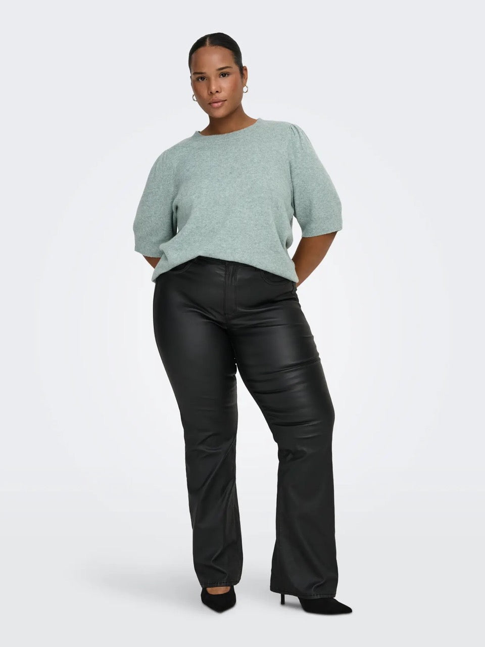 kortærmet grøn strik ONLY Carmakoma CARRICA 2/4 PULLOVER Chinois Green Melange