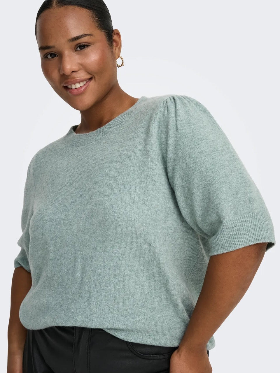 kortærmet grøn strik ONLY Carmakoma CARRICA 2/4 PULLOVER Chinois Green Melange