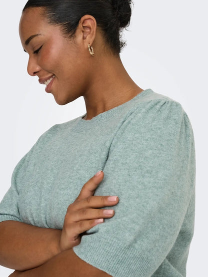 kortærmet grøn strik ONLY Carmakoma CARRICA 2/4 PULLOVER Chinois Green Melange