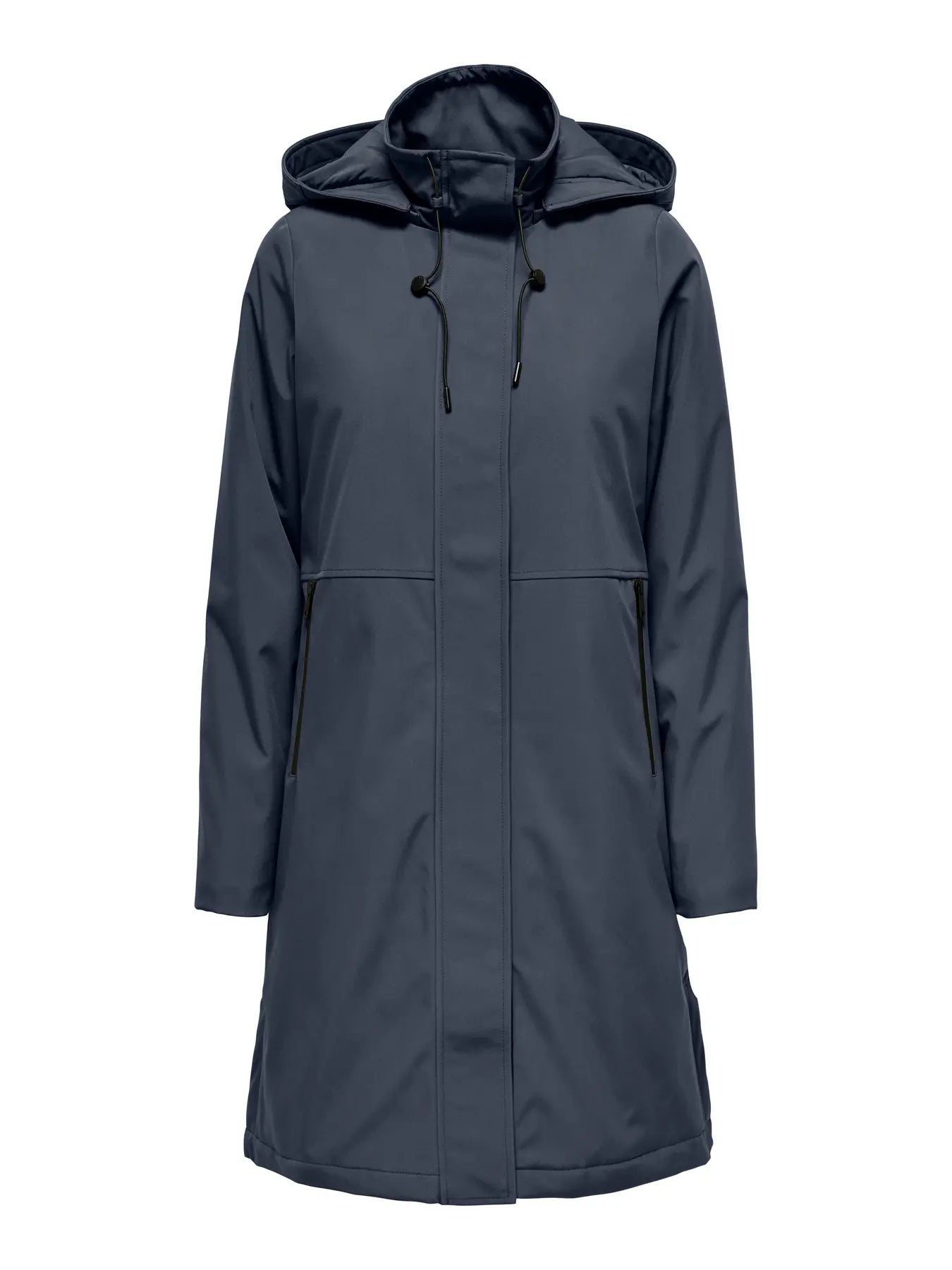 lang navy blå regnjakke ONLY Carmakoma CARKARA Life Parka Ombre Blue