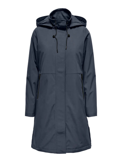 lang navy blå regnjakke ONLY Carmakoma CARKARA Life Parka Ombre Blue