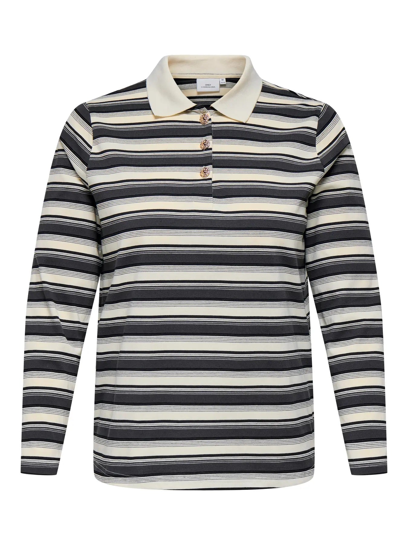 ONLY Carmakoma CARGLOBE L/S POLO O-NECK BLOUSE JRS | Cloud Dancer BLACK