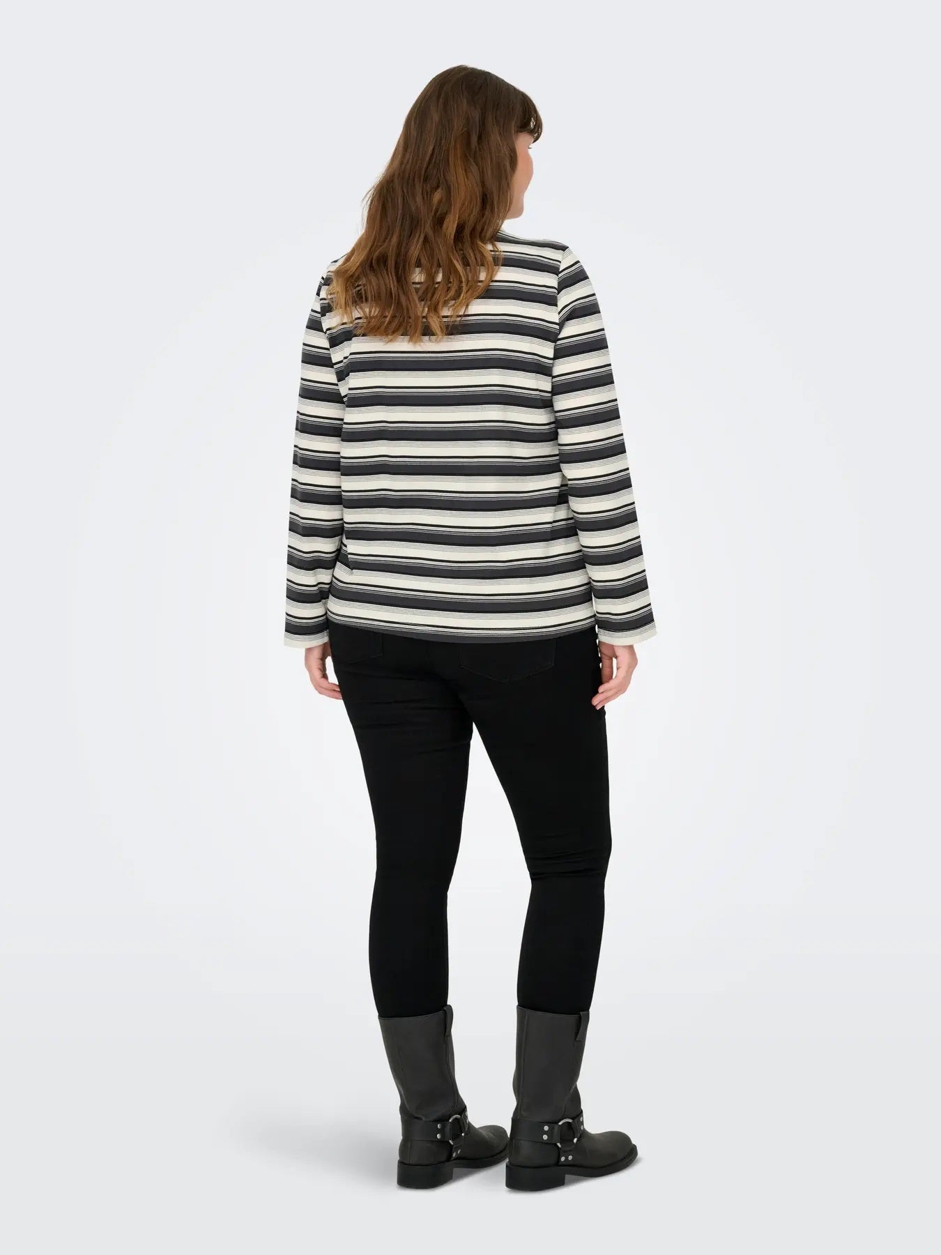 ONLY Carmakoma CARGLOBE L/S POLO O-NECK BLOUSE JRS | Cloud Dancer BLACK