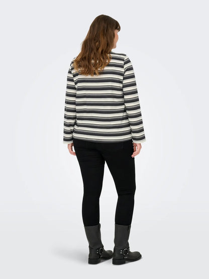 ONLY Carmakoma CARGLOBE L/S POLO O-NECK BLOUSE JRS | Cloud Dancer BLACK