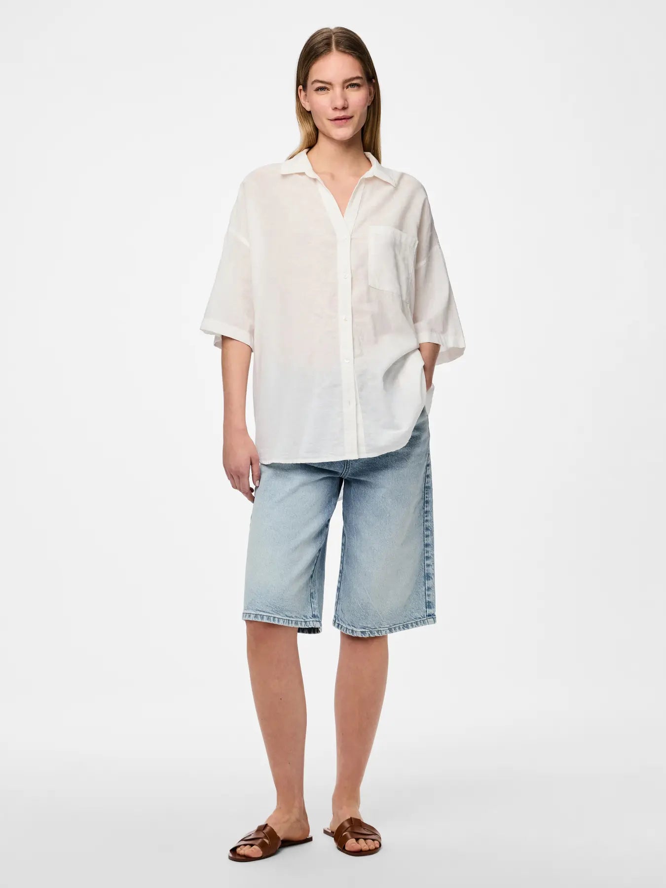 PIECES PCSATINKA 2/4 SHIRT WVN | Cloud Dancer