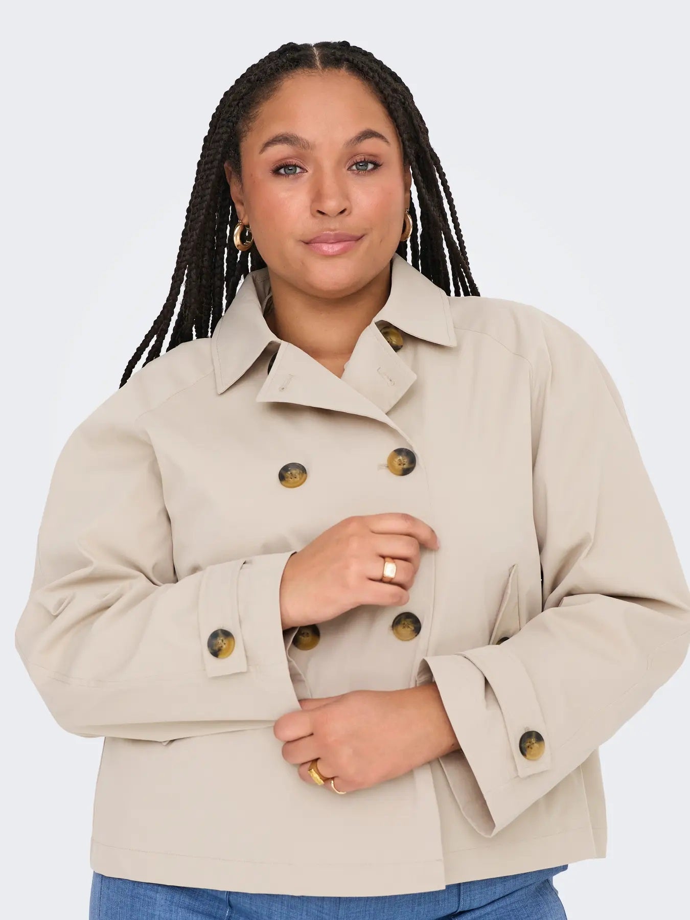 ONLY Carmakoma CARAPRIL Short Trenchcoat | Oxford Tan