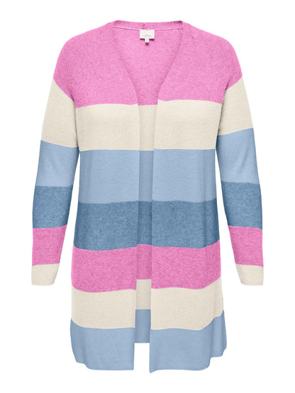 stribet lang cardigan i pastelfarver ONLY Carmakoma CARATIJA Cardigan