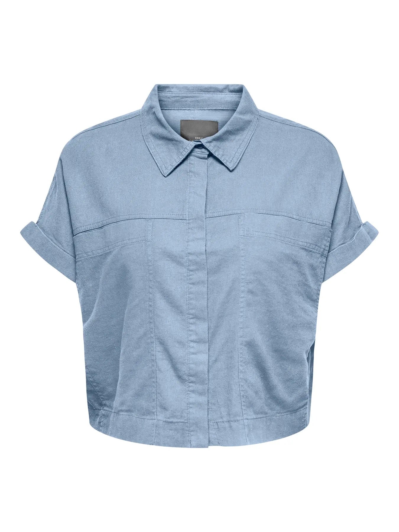 lyseblå kortærmet skjorte ONLY Carmakoma CARCARO Shirt Cashmere Blue