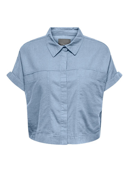 lyseblå kortærmet skjorte ONLY Carmakoma CARCARO Shirt Cashmere Blue