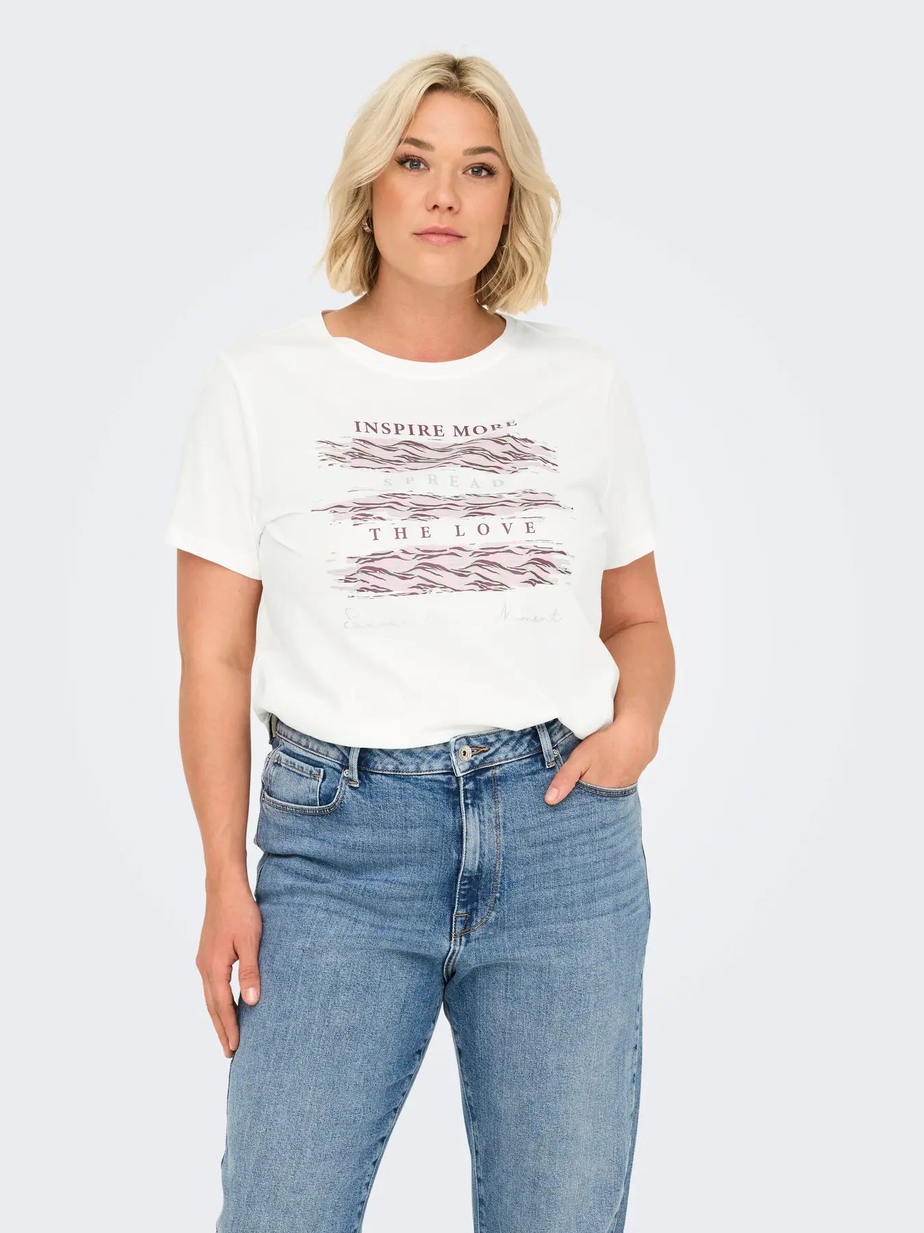 ONLY Carmakoma CARCRUZ T-shirt | Cloud Dancer/ Zebra