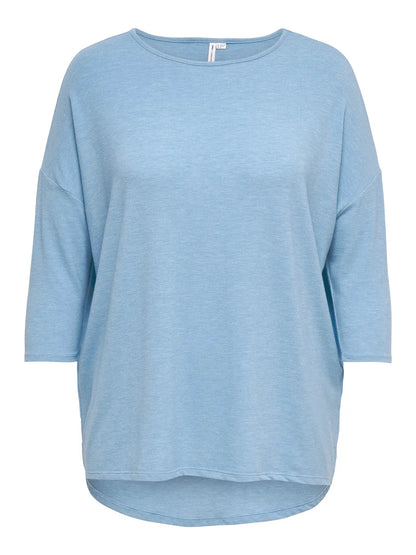 blå bluse ONLY Carmakoma CARLAMOUR 3/4 Top Soft Chambray