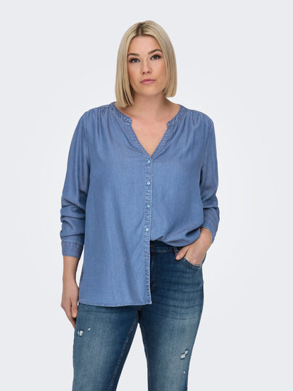 ONLY Carmakoma Medium Blue Denim Shirt -CARSEMA SU FALLOW LIFE LS SHIRT DNM
