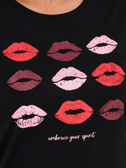 ONLY Carmakoma CARSIMONE T-shirt | Black/Lips