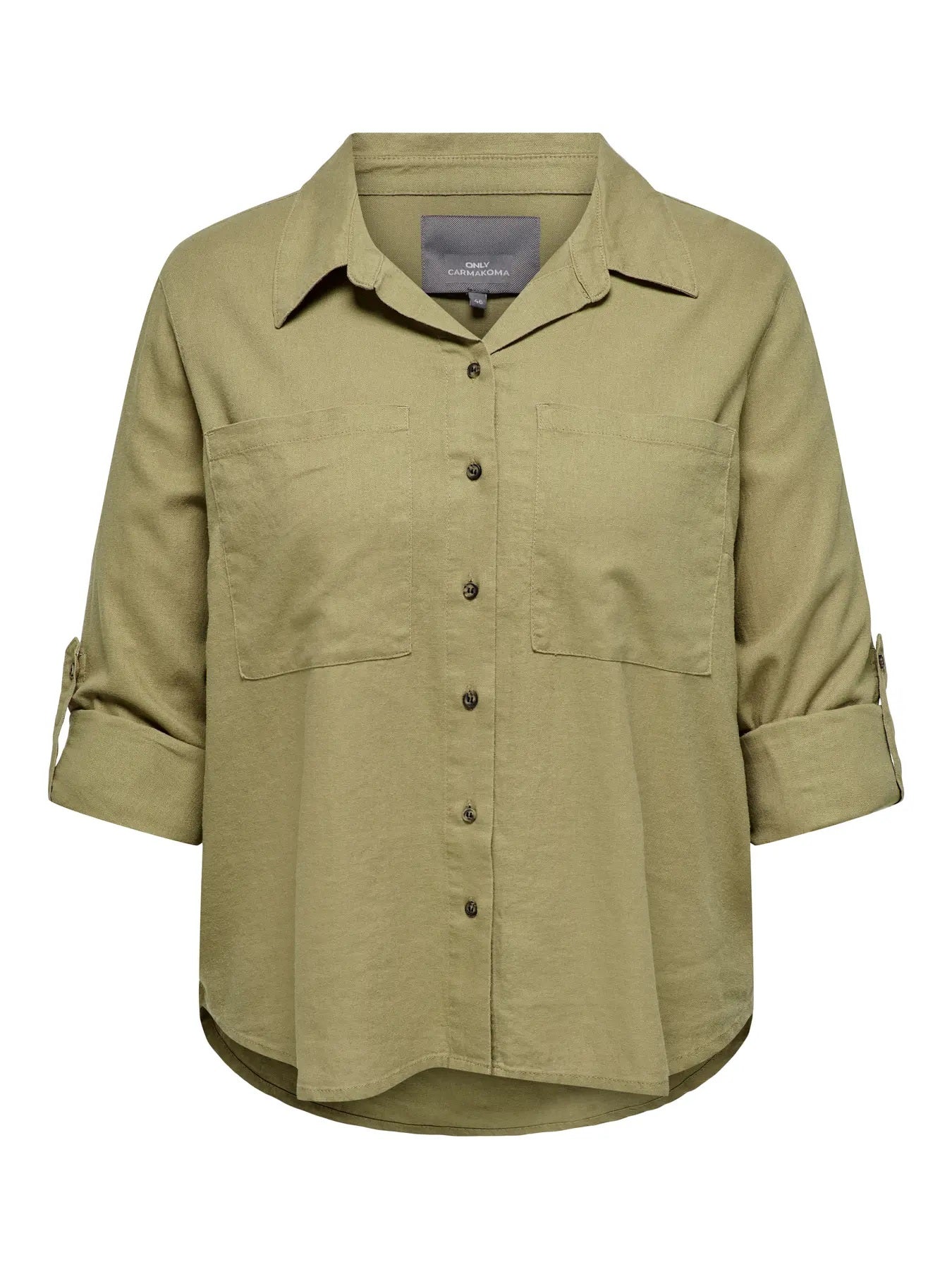 brun hørskjorte ONLY Carmakoma CARYASMIN-CARO Shirt Elmwood