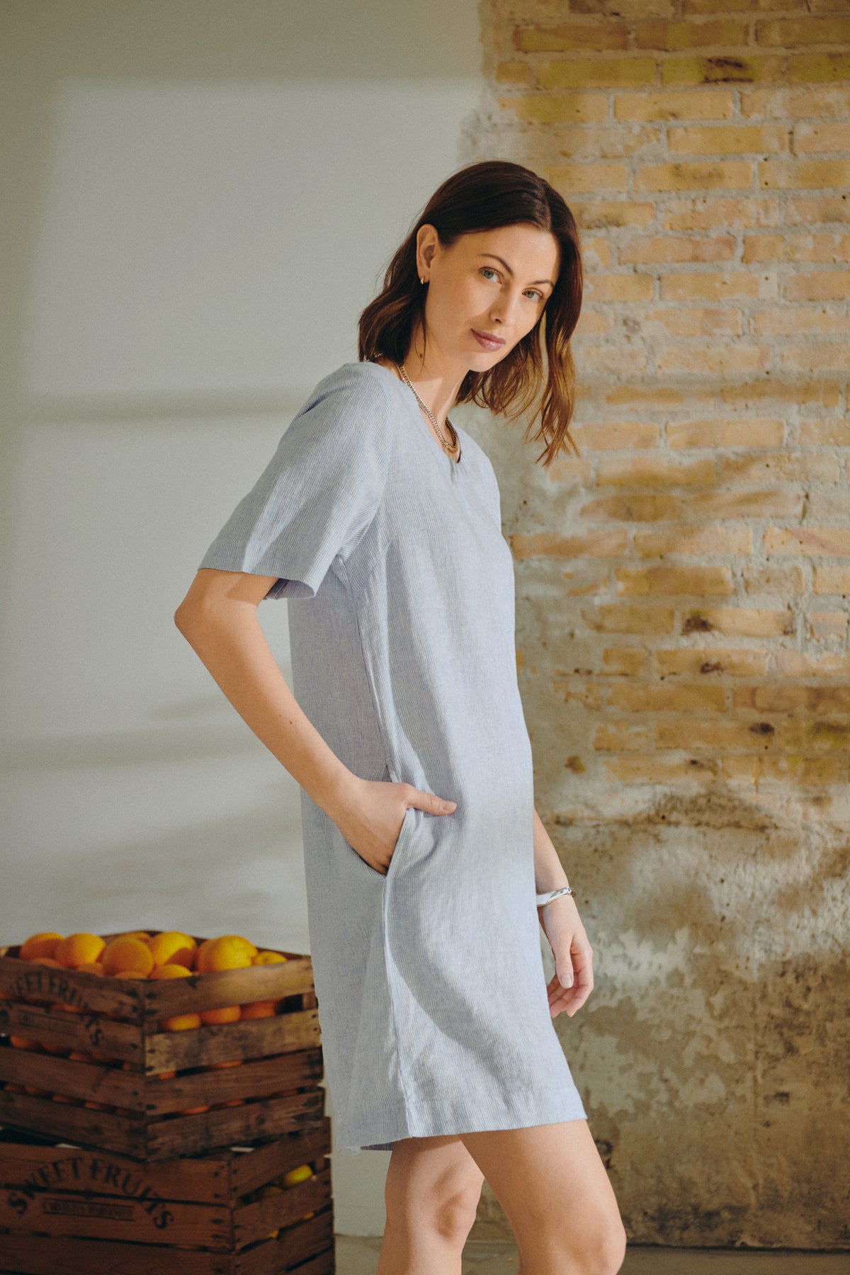 FQLAVA-DRESS - ULTRAMARINE W. STAR OFF-WHITE