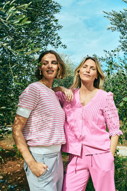 Freequent FQDODO-PULLOVER | Star off-white w. Fuchsia Pink