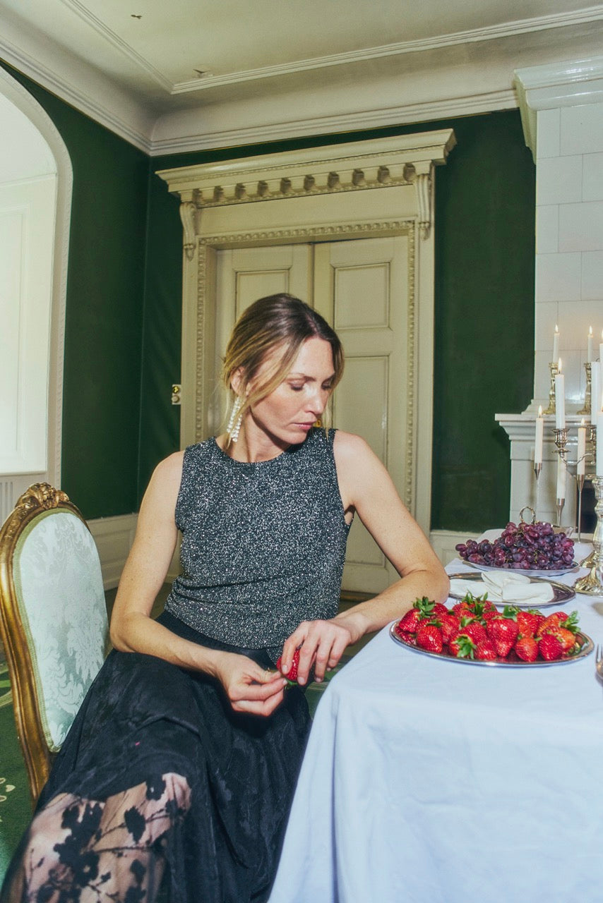 glitrende top Freequent FQVISKA-TOP | Black w. Silver