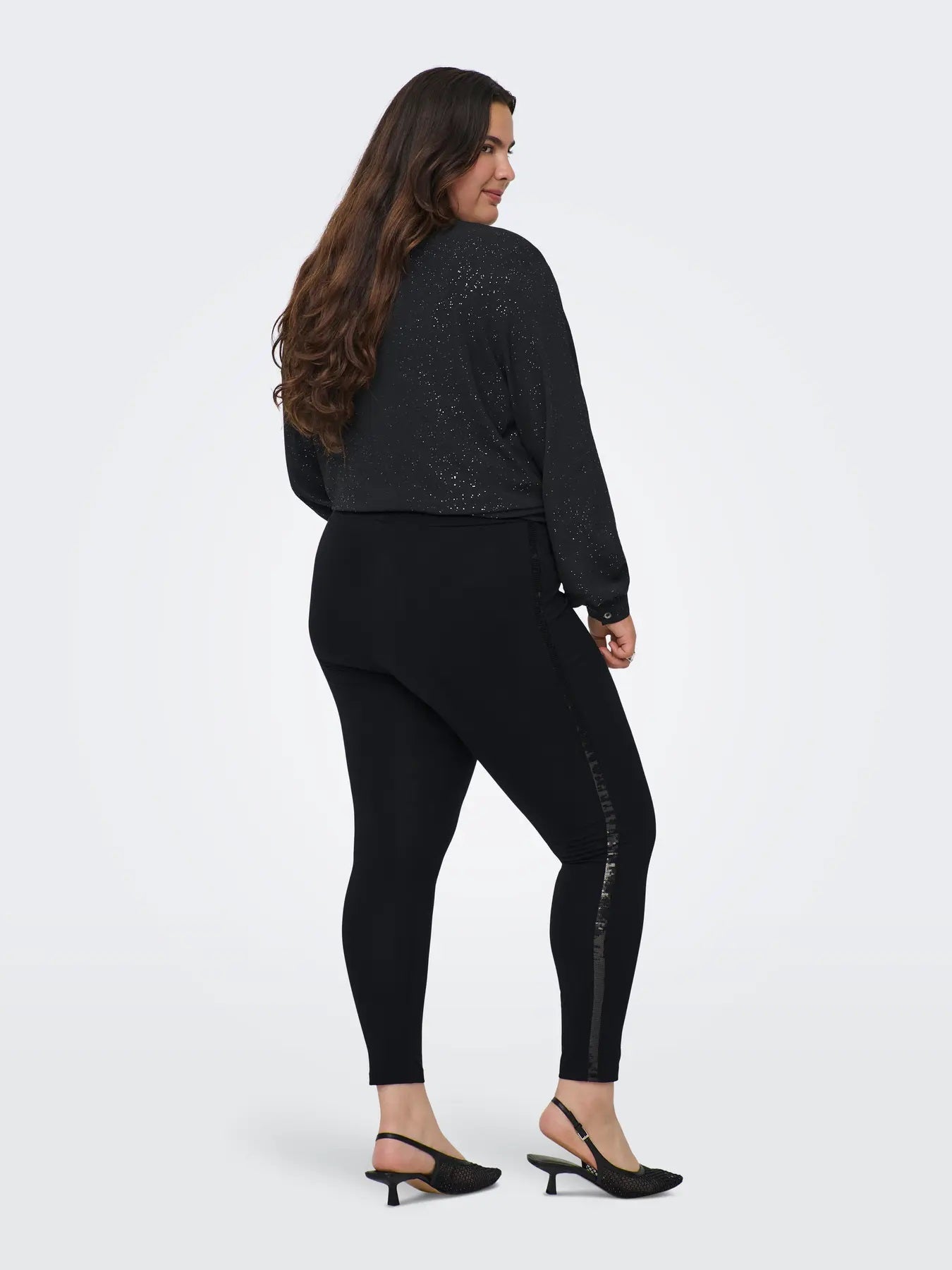 ONLY Carmakoma CARNERIAH LIFE LONG LEGGING JRS | Black BLACK SEQUINS