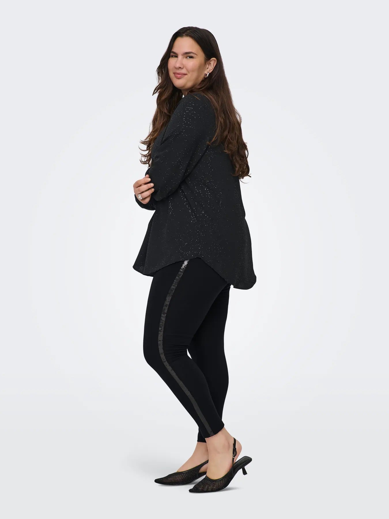 ONLY Carmakoma CARNERIAH LIFE LONG LEGGING JRS | Black BLACK SEQUINS