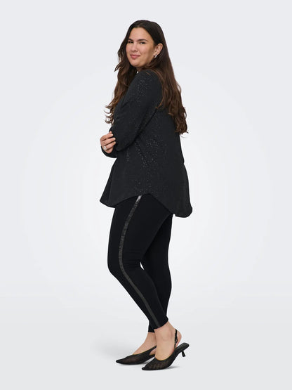 ONLY Carmakoma CARNERIAH LIFE LONG LEGGING JRS | Black BLACK SEQUINS