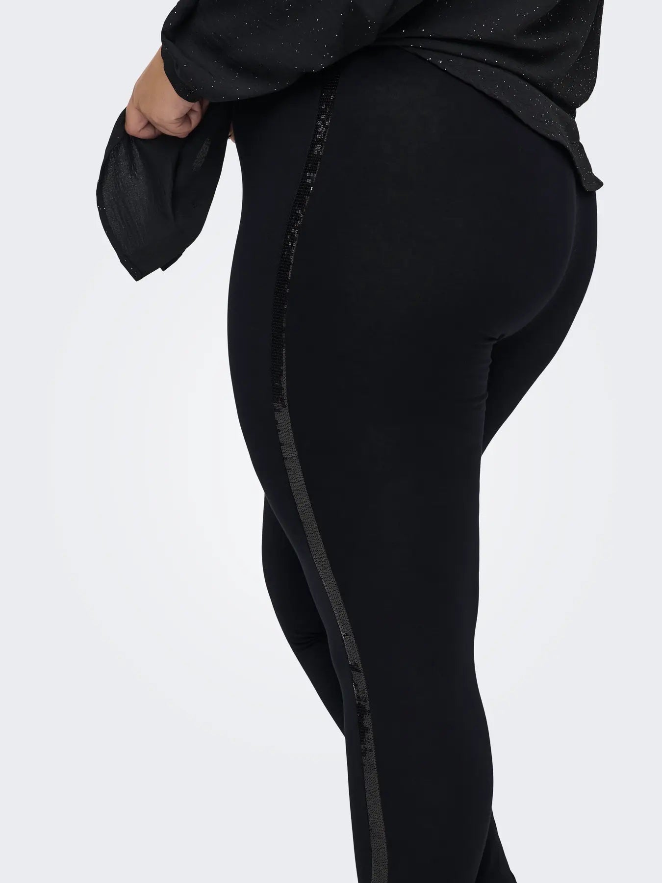 ONLY Carmakoma CARNERIAH LIFE LONG LEGGING JRS | Black BLACK SEQUINS