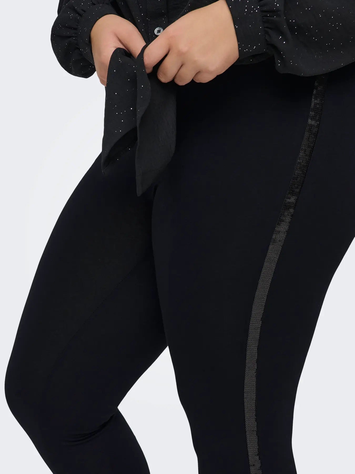 ONLY Carmakoma CARNERIAH LIFE LONG LEGGING JRS | Black BLACK SEQUINS