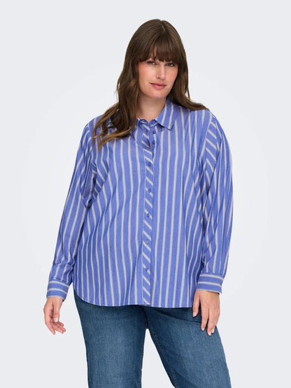 stribet blå skjorte ONLY Carmakoma CARLIAH Shirt Cloud Dancer