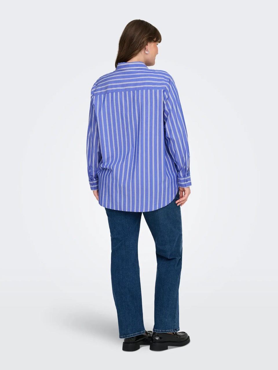 stribet blå skjorte ONLY Carmakoma CARLIAH Shirt Cloud Dancer